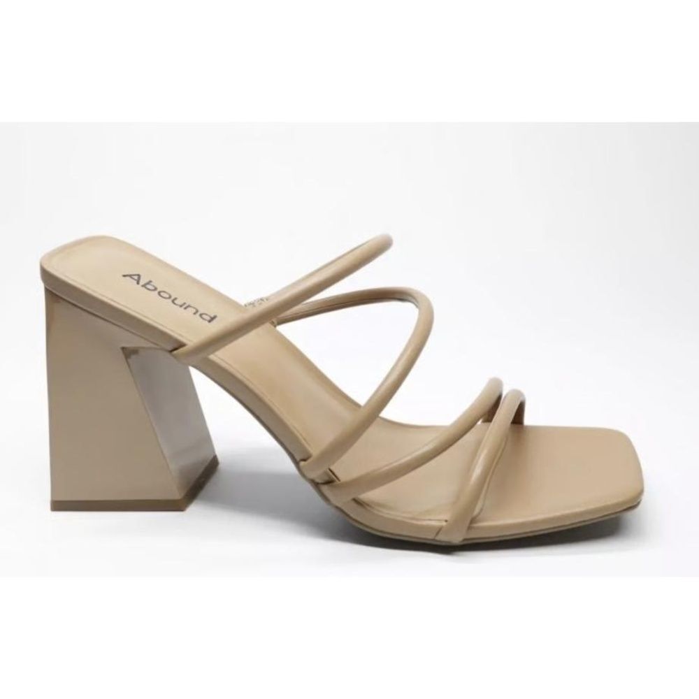 Abound Block Heeled Sandal 10 Square Toe Open Toe Minimalist Nude Tan Austyn